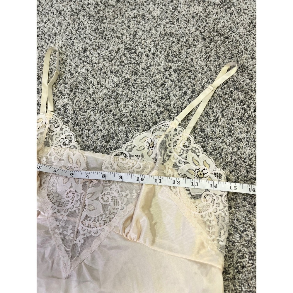 Y2K Vintage Ashley Taylor Lace Trim Cami Cropped Top Nylon Beige Lingerie Mediu - Picture 8 of 10